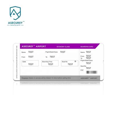 China Custom Heat Sensitive Paper Boarding Pass Airline Ticket Printing Luggage Tags Reservation Flight Ticket for sale