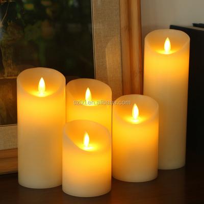 China Real Swing Amber Flame Color Wax Flameless Pillar Candle LXL-286WY Imitated LED Candle Light/Dancing LED Flame Wax for sale