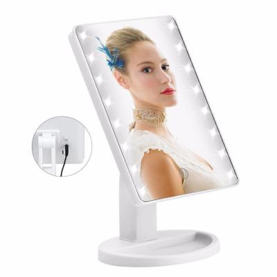 China Desktop Mirror 16 LED Makeup Mirror With USB Charging Touch Screen Dimming Cosmetic Mirror Desktop Cosmetic Has 180 Degree Rotation Adjustable Stand for sale