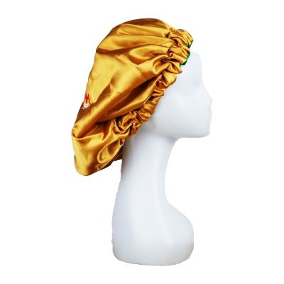 China Reversible Double Layer Gold Satin Sleep Cap Hood With Custom Logo for sale