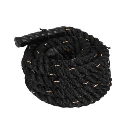 China Best Selling 38mm 30ft 40ft Gold Polyester Battle Rope Durable Black Core Power Rope Training Battle Rope 50ft for sale