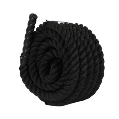 China Factory Direct Durable 9m 12m 50mm Black 15m Polyester Rope Fitness Power Rope Gym Battle Wrestling Rope for sale