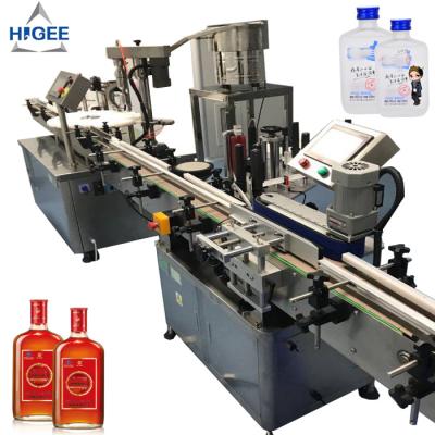 China Automatische jenever het vullen machine met SPRITE-het glas van de jenevergeesten van de wiskychampagne flessenvullen en het afdekken machine het bottelen Te koop