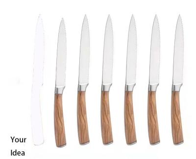 China Viable 6 Pcs Serrated Steak Knife With Gift Box Professional Japanese Stainless Steel Steak Knife Set for sale