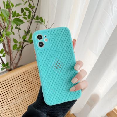 China Heat Dissipation Phone Case Tschick Breathable Silicone Case For iPhone 11 pro XS Max X Max XR 7 8 6 6S Plus Mesh Silicone Breathable Soft Candy Color Cover for sale