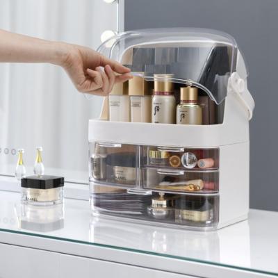 China Luxury Brush Makeup Organizer Three Layers Acrylic Perfume Holder Desktop Cosmetic Storage Box ABS Stocked for sale