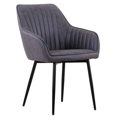 China Modern Upholstered Fabric Chair Fabric Arm Dining Chairs With Metal Leg for sale