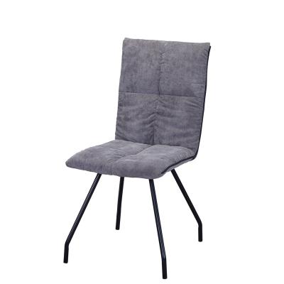 China Modern Black Powder Coated Legs Restaurant Part Gray Fabric Dining Chairs for sale