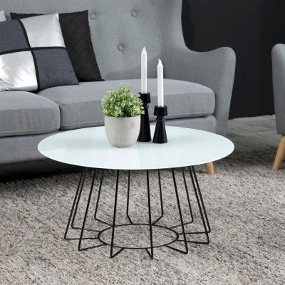 China Modern Modern Round Shape Rose Marble Top Solid Steel Frame Coffee Table Center Table for sale