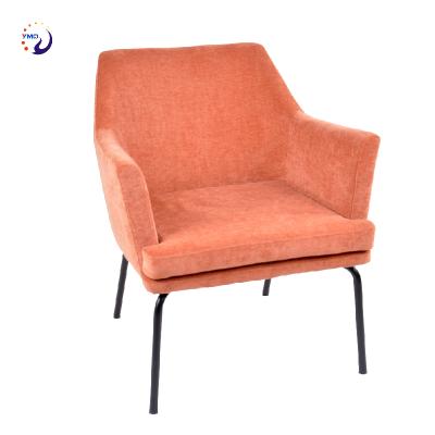 China Wholesale Leisure Chair Furniture Living Room Black Legs Dining Orange Velvet Armchair for sale