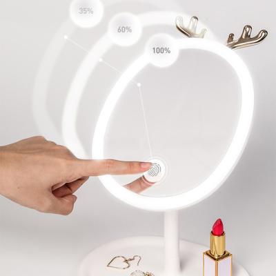 China Lighted White Revolving Adjustable Led Cosmetic Dressing Table Antler Makeup Mirror for sale