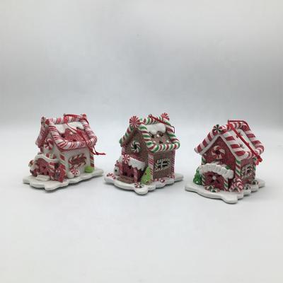 China New Product Classic Christmas Decoration Ornaments Funny Snow Hanging Gingerbread House With LED Light for sale