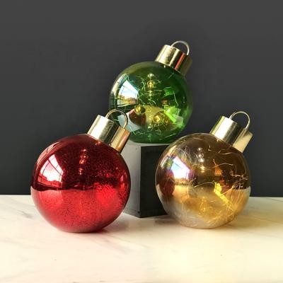 China Antique Led Glass Ball Decoration Snow Christmas Snowflakes Colored Pattern Drawing Red Glass 7*7*8 inch LC20CG08004 Acceptable 2.17 for sale