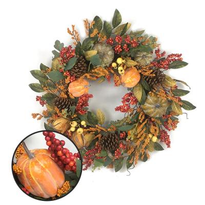 China High Quality Decoration Garden Pumpkin Berries Falls Front Door Thanksgiving Ornaments Wreaths Decorations for sale