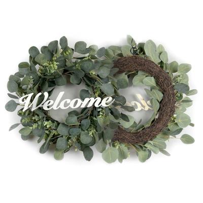 China Morden Supply High Quality Artificial Spring Garland Wreaths Decorative Green Eucalyptus Wreath Wholesale for sale