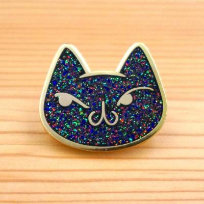 China Custom Made Cat Glitter Hard Enamel Pin Metal Lapel Pin Rainbow Plating From North Ammerica Factory for sale