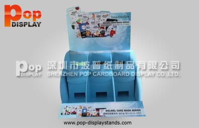 China Customized Blue 2 Tier Cardboard Counter Display Boxes With 6 Compartment for sale