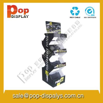 China Black Waves Shape Cardboard Display Stands / Racks For Floor for sale