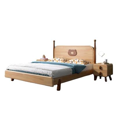 China Modern. 1.35m 1.65m Simple Children's Bedroom Furniture Bear Cartoon Bed Solid Wood Popular Natural Wooden Children's Bed for sale