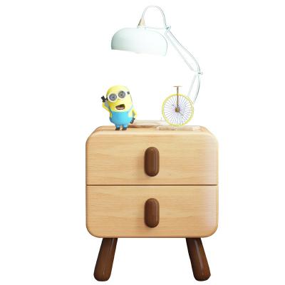 China Hot Selling Eco-friendly+durable Nordic Modern Log Color Kids 2 Piece Solid Wood Bedside Table for sale