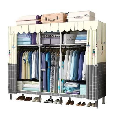 China Bedroom fabric assembled by Foldable Modern Fabrics. Portable Metal Wardrobe Storage Cabinet Foldable Bedroom Furniture for sale