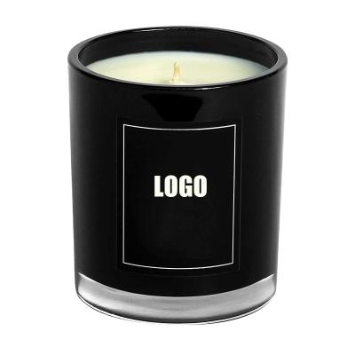 China Wholesale Home Candle Decoration 11OZ White and Black Glass Jar with Lid for Party Home Decoration for sale