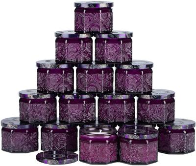 China New Fashion Decoration Air Purifying Candle Container Indoor Durable Glass Candle Jar Purple Glass for sale