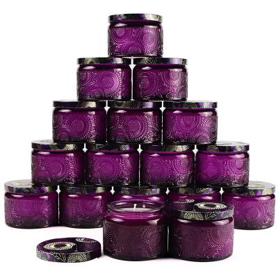 China High Quality Automatic Irrigation 4oz 8oz Glass Candle Container Travel Empty Purple Candle Jar for sale