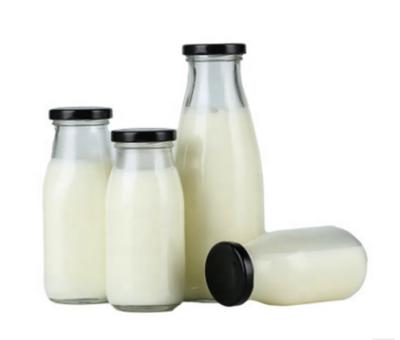 China Freshness Preservation Best Selling 200ml 250ml 300ml 500ml Glass Bottles Wholesale With Metal Lid Glass Milk Bottle for sale