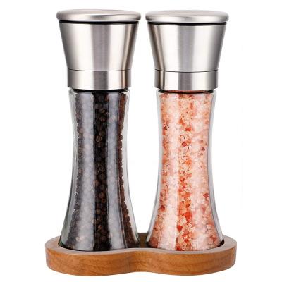 China Sustainable High Quality Manual Salt Pepper Grinder Mills Glass Bottle 180ml for sale