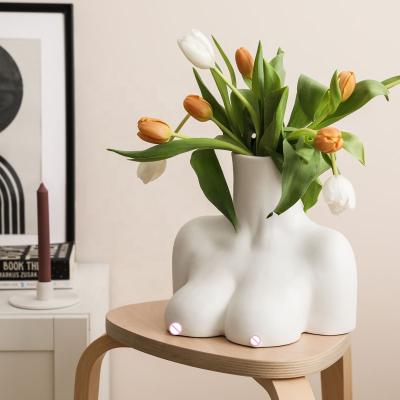 China Nordic Modern Ceramic Vases Human Body Decoration Accessories Home Office Dining Table Flower Arrangement Container Dried Flower Vases for sale