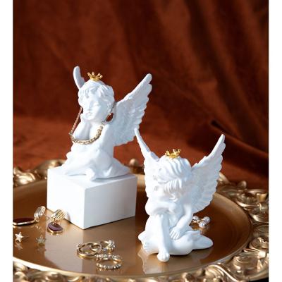 China Lifelike European Cute Resin Angel Jewelry Stand Accessories Miniature Decor Crafts Home Room Desk Ornaments Wedding Gifts Statues for sale