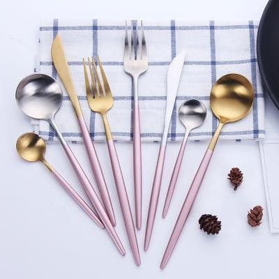 China Stocked China Manufacturer Export Hotel Restaurant Bar Household Use Rose Gold and Rose Silver Stainless Steel Cutlery 8pcs/set for sale