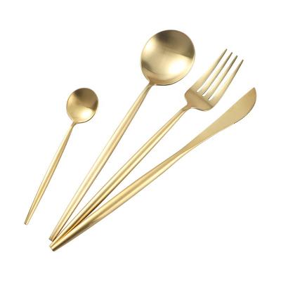 China 4 Pcs Gold Stocked Dinnerware Set Stainless Steel Cutlery Set Mirror Silverware Knife Fork Spoon Flatware Set Dishwasher Safe for sale