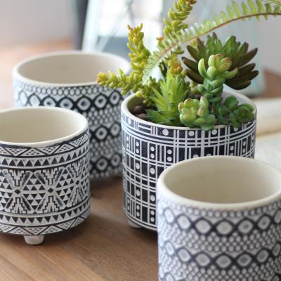 China Nordic Europe Statistical Institute Ceramic Flower Pot Geometry Round Vases for Decoration Green Plant Flower Pot Home Office Vases Decorative for sale