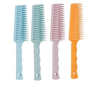 China Escova Wheat Straw Hair Comb Plastic Handle Bare Ribs Comb Massage Straightener Detangling Home Hair Brush for sale