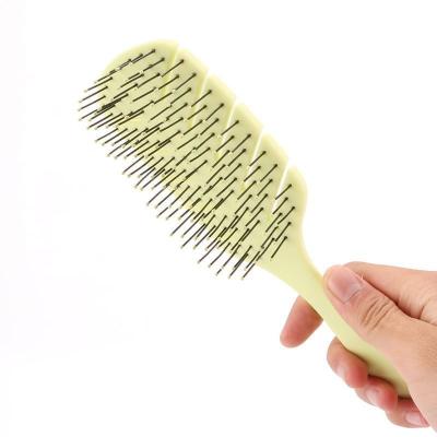 China Home Organic Detangler Hair Brush Eco-Friendly Natural Soft Stiffens Slip Through Tangles Relieve Leaf Detangling Hair Brush for sale