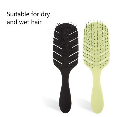 China Leaf shape home rubber detangling plastic hair brush for kids with nylon pins for sale