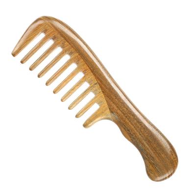 China Home High Quality 100% Natural Green Hair and Beard Sandalwood Comb Anti Static Scented Natural Hair Wooden Comb for sale