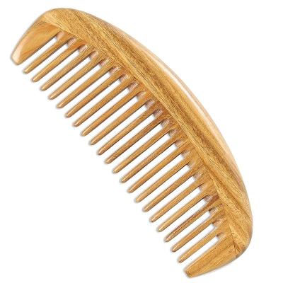 China Private Label Green Sandal Wooden Home Hair and Beard Comb Anti Static Scented Natural Sandalwood Hair Wooden Comb for sale