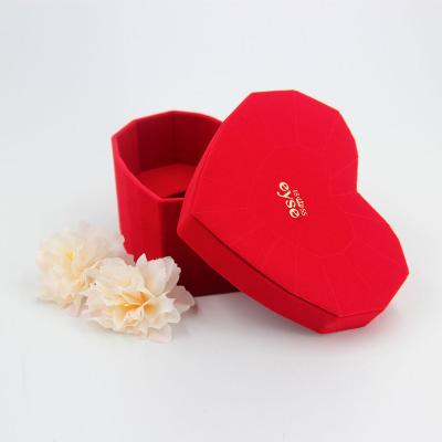 China Newest Custom Red Paper Gift Box Valentine Day Romantic Love You Rose Gift Box Velvet Jewelry Bracelet Heart Jewelry Box for sale