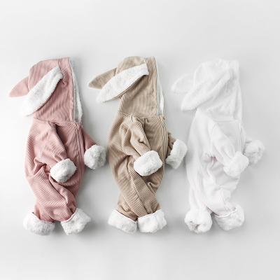 China Europe and America CIS winter with velor pre-term infant unisex child jumpsuits baby rabbit ears long sleeve clothing unisex clothing for sale