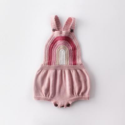 China 100% Cotton Ins Hot Selling Men And Women Baby Infant Kids Rainbow Toss Knit Wool Jumpsuits Fart Clothes Romper for sale