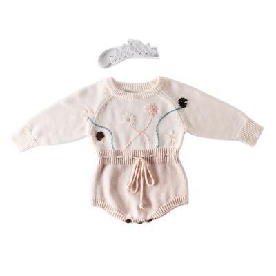 China Europe and America Ins2019 new autumn romper woolen united clothing bag fart climb knitting clothes baby hand crochet flower oh for sale