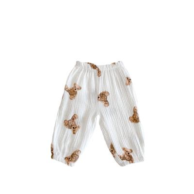 China 2021 Summer Central Statistical Institute of Europe and America Newborn Baby Pants Cute Cartoon Bear Baby Cotton Pants All-match Mosquito Repellent Printed Pants for sale