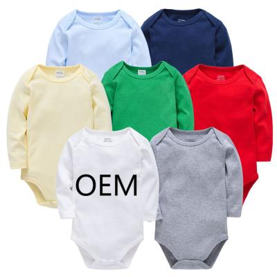 China Custom Europe and America baby clothing set OEM baby clothes 100% solid color short sleeve baby jumpsuit spring summer baby romper boy cotton for sale