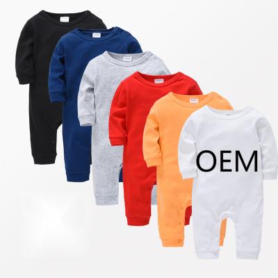 China Europe and America OEM Baby Clothing Set Custom Baby Clothes Custom 100% Cotton OEM Sleeve Logo Baby Romper Boy and Girl plain short dungarees for sale