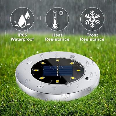 China Solar Ground Garden Lights 8LED Solar Garden Lights Outdoor Waterproof Pavement Disc In-ground Landscape Lighting For Lawn for sale