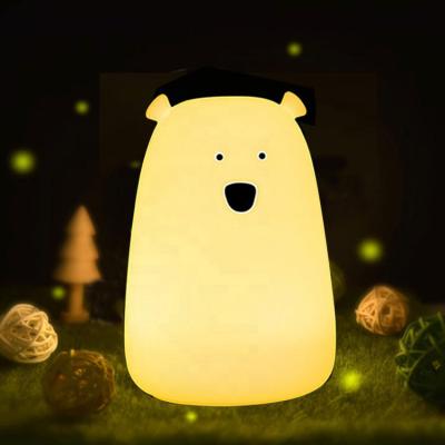 China Modern USB Rechargeable Silicone Cute Animal Lamps with Touch Sensor and Gift Bear LED Nursery Night Remote Control Lights for Kids for sale