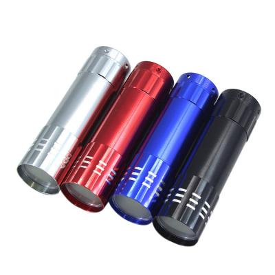 China Camping 9 LED Flashlight Torch Light Outdoor Flashlights with Handle Aluminum Mini Torch LED Fluorescent Flashlight Portable Handy for sale